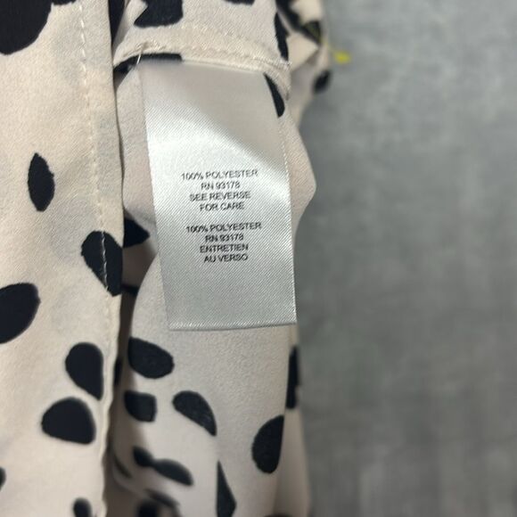 Tahari Off White Polka Dot Tank Flowy Pleated Back Detail Size Medium - Picture 7 of 8